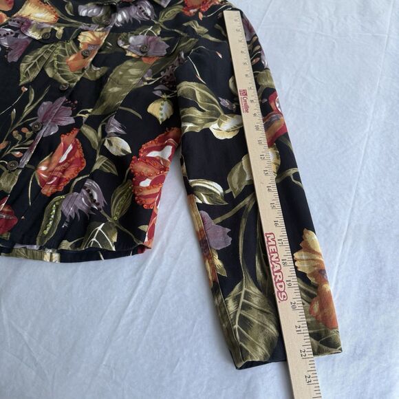 Gaudy Couture Womens Fall Autumn Floral  Sequin Denim Jacket Cotton Size Med - Picture 5 of 11